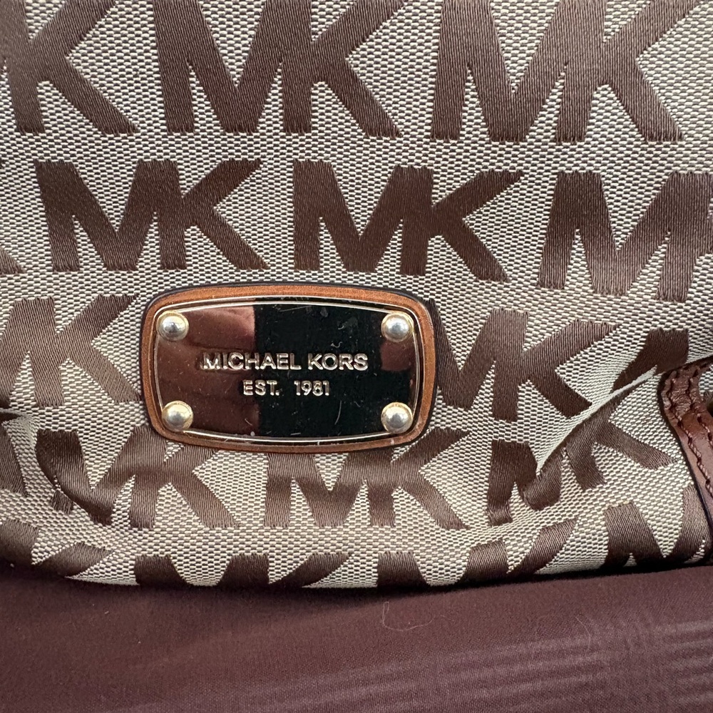 Michael Kors Signature MK Logo Shoulder Bag | Leather Trim | Classic Style - Picture 2 of 6
